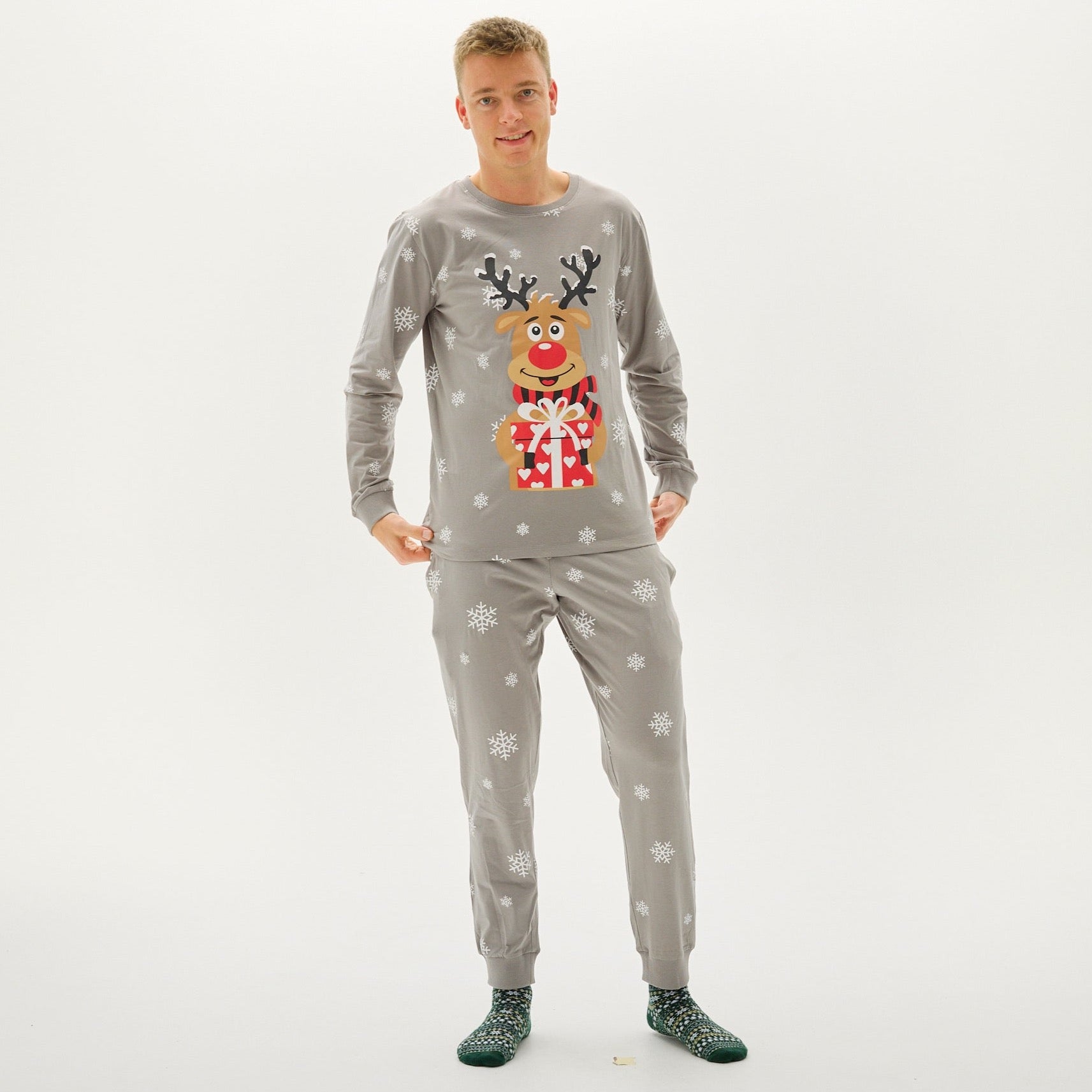 Pyjama Adorable De Rudolphe Gris - Homme.